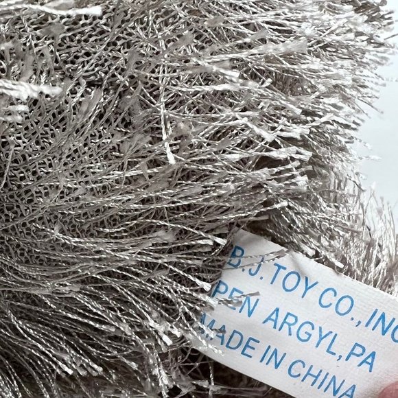 Bear B J Toy Plush Stuffed Silver Gray Applique Brown Patches‎ 9” Tall Long Hair - Picture 5 of 6